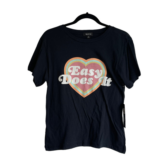New Wildfox Women's Black Easy Does It Jet Crew Tee Shirt Size S - Picture 4 of 8